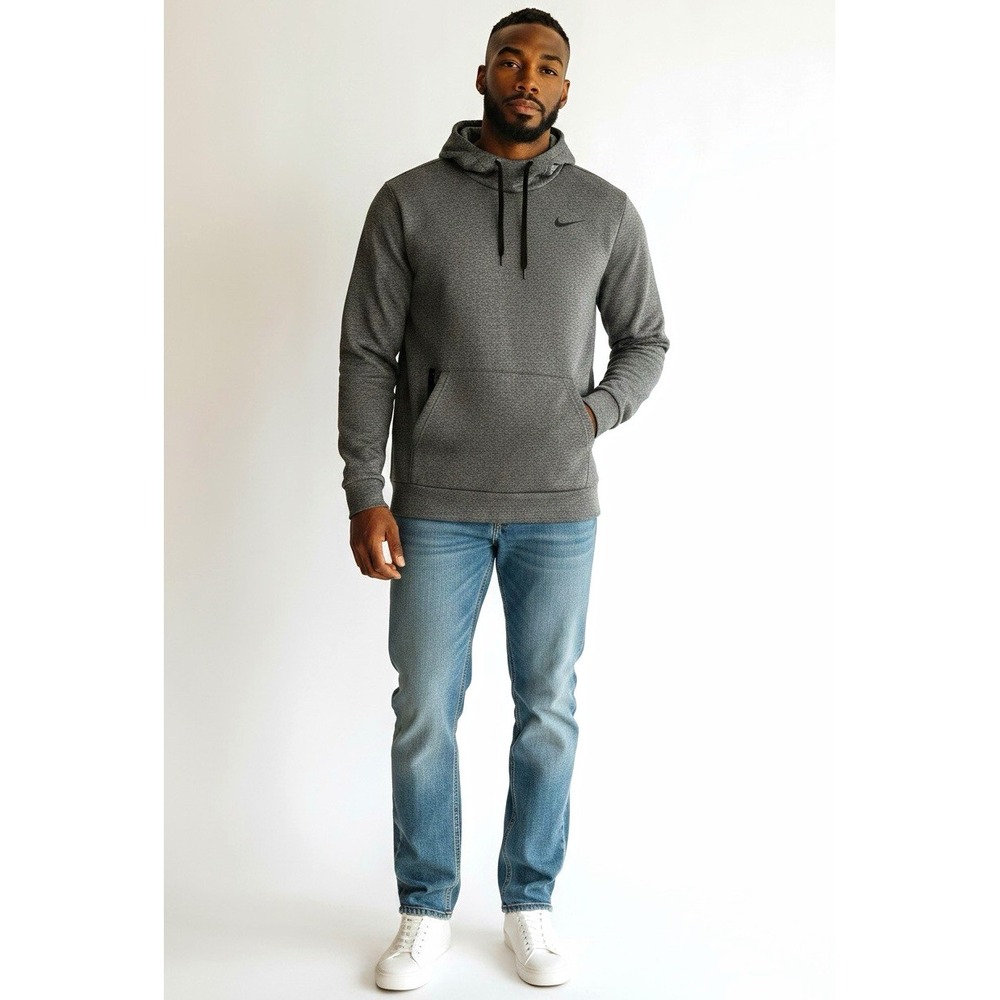 Nike Therma-FIT Men's 2XL Big & Tall Gray Pullover Hoodie Logo Drawstring
